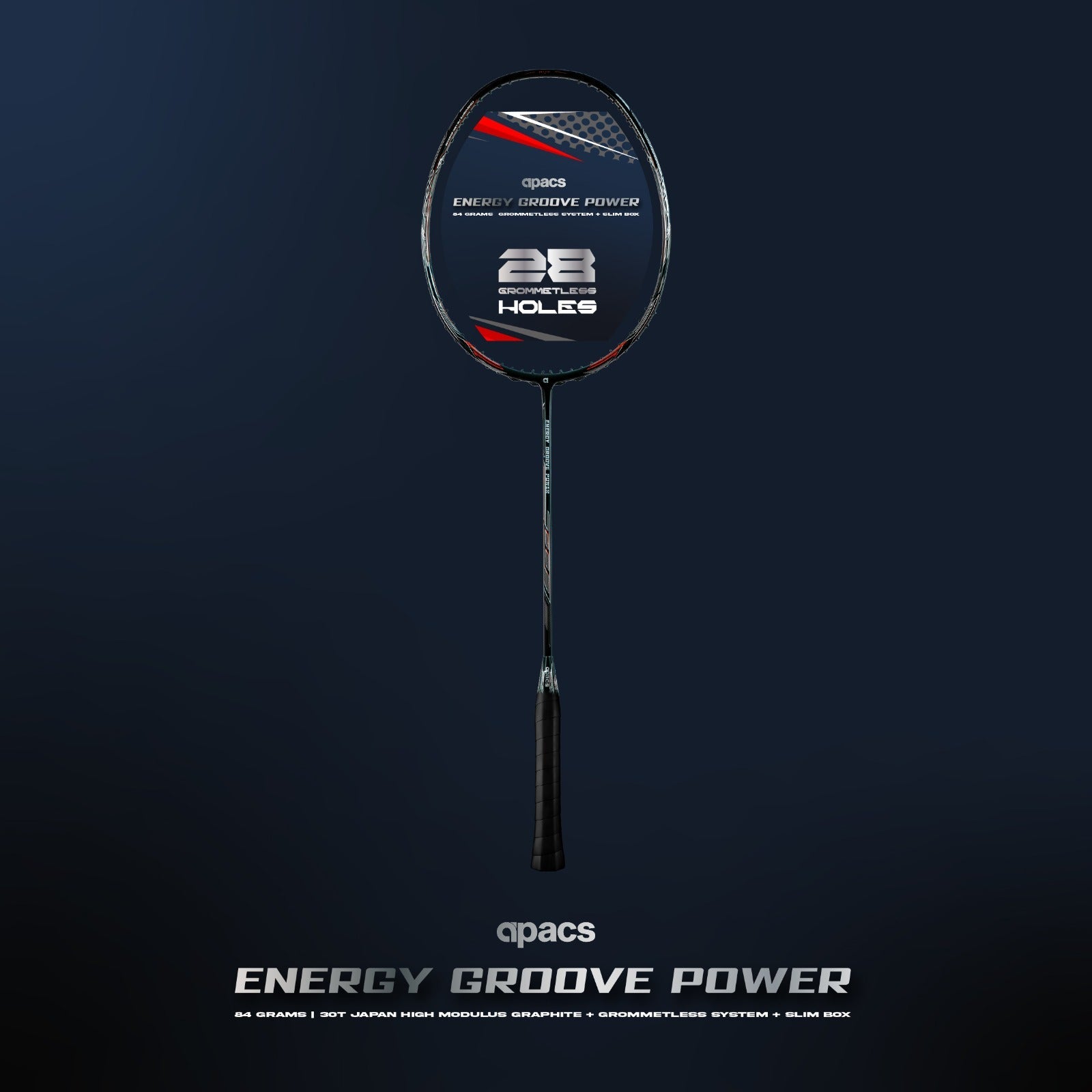 Apacs Energy Groove Power Badminton Racket- GROMMETLESS SYSTEM BADMINTON RACKET