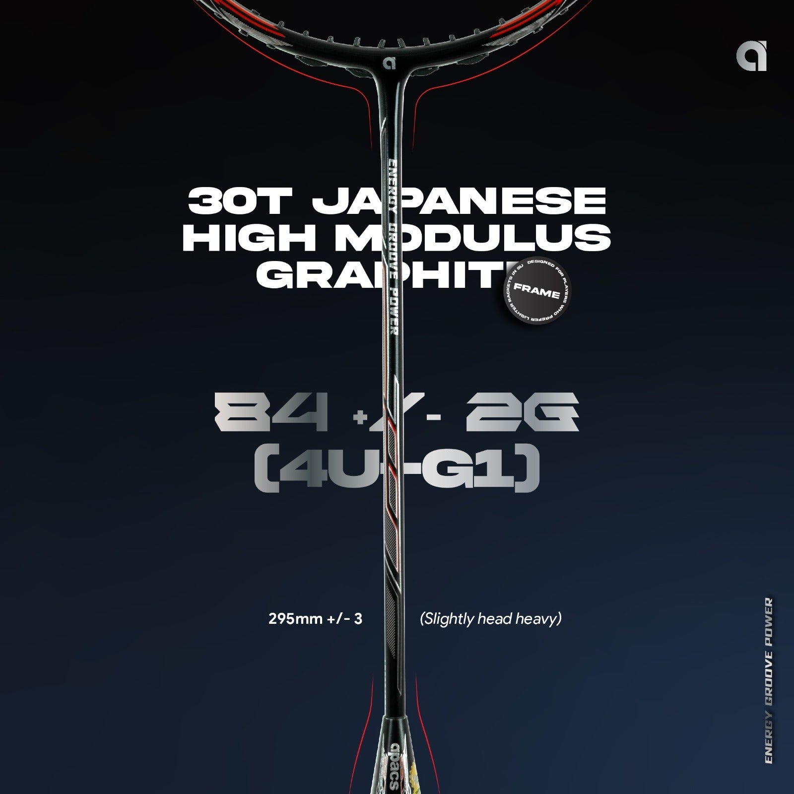 Apacs Energy Groove Power Badminton Racket- GROMMETLESS SYSTEM BADMINTON RACKET
