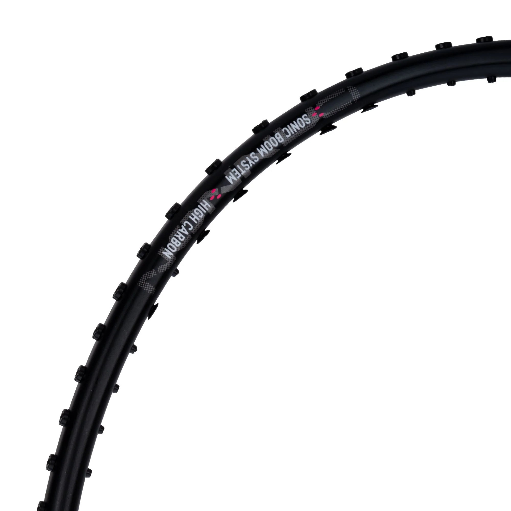 Black bicycle tire with tread pattern on a white background