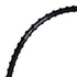 Black bicycle tire with tread pattern on a white background