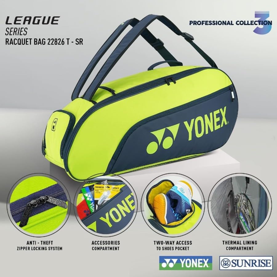 Yonex Yonex LEAGUE BT6 PC3-Q014-22826T-SR | 6-Racquet Capacity | Multi-Compartment Sports