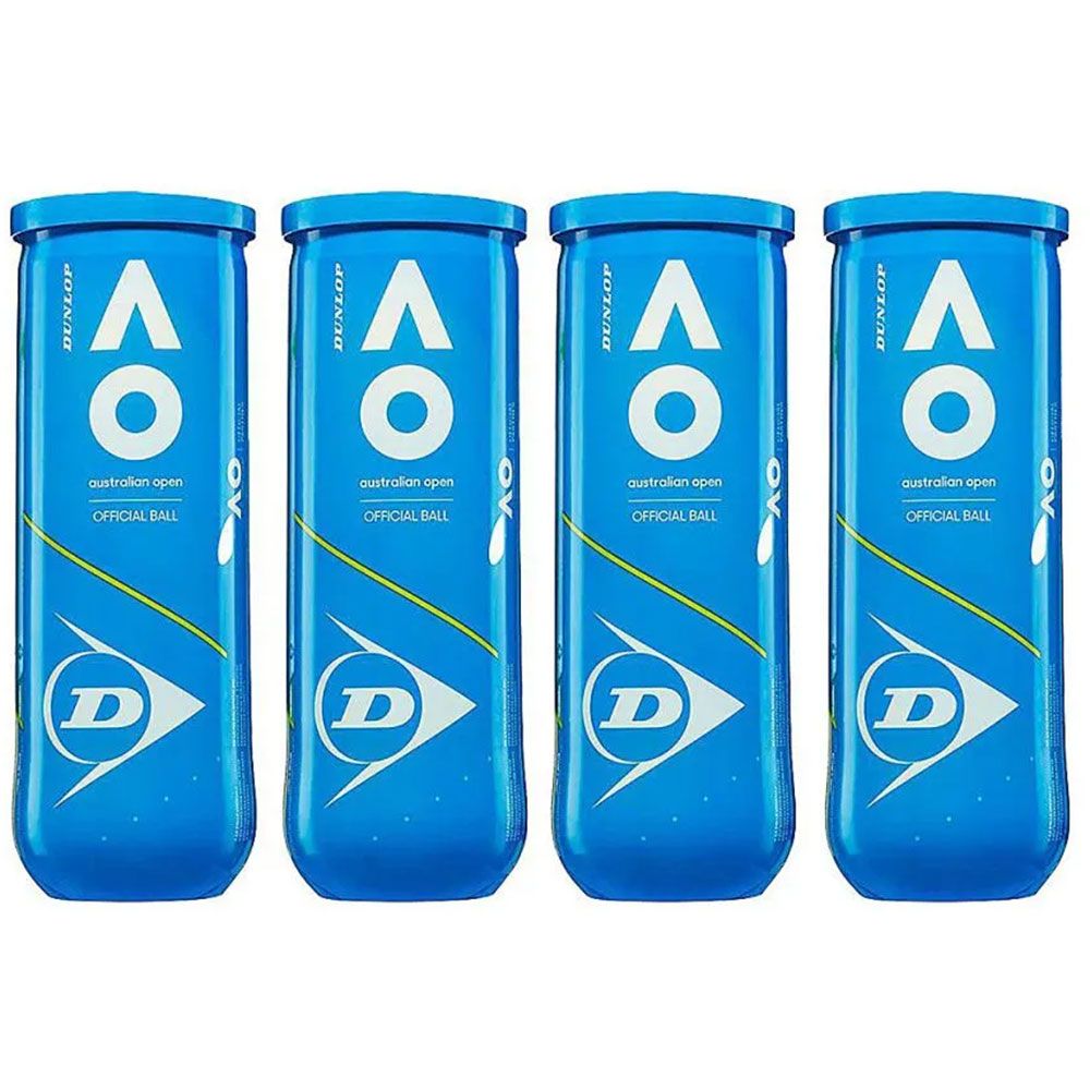 Dunlop Australian Open Tennis Ball Pack of 4 cans (12 balls)| Official Grand Slam Quality