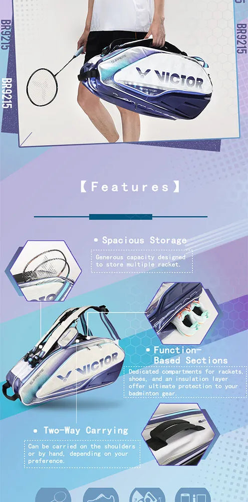 Victor BR9215 Grey/Navy Blue Badminton KitBag