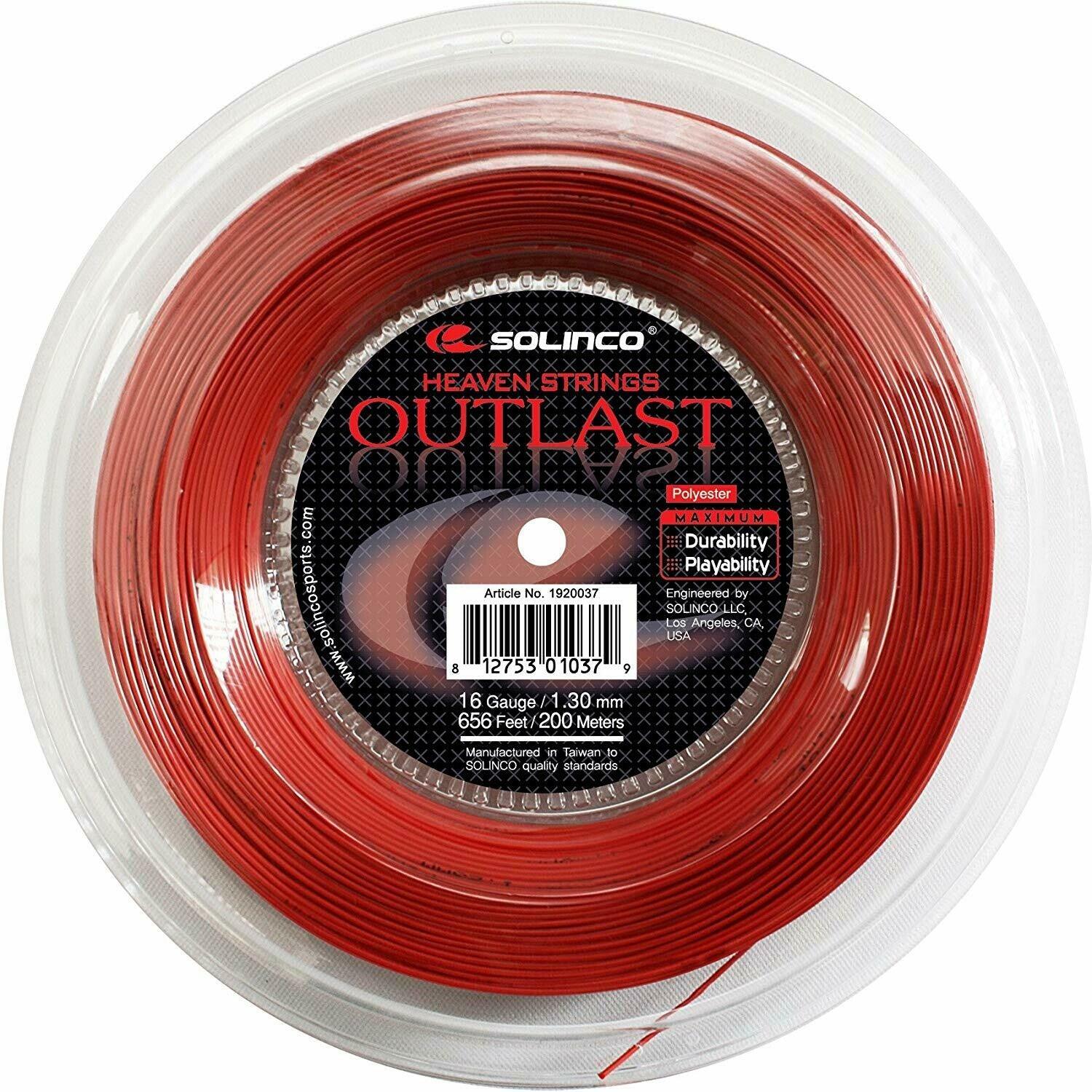 Solinco Outlast 16 Red 200 meter Tennis Strings - TriplePointSports