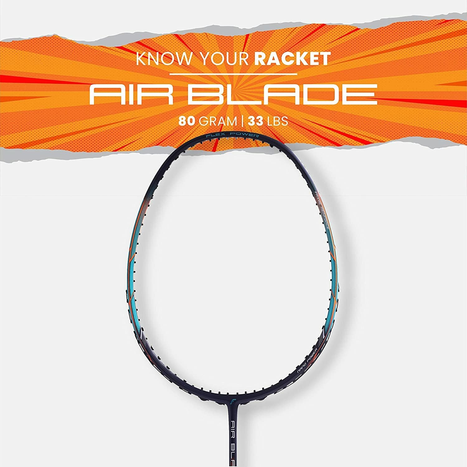 Flex Power Air Blade 99 Mega Tension - 33LBS Full Graphite Badminton Racquet with Full Racket Cover