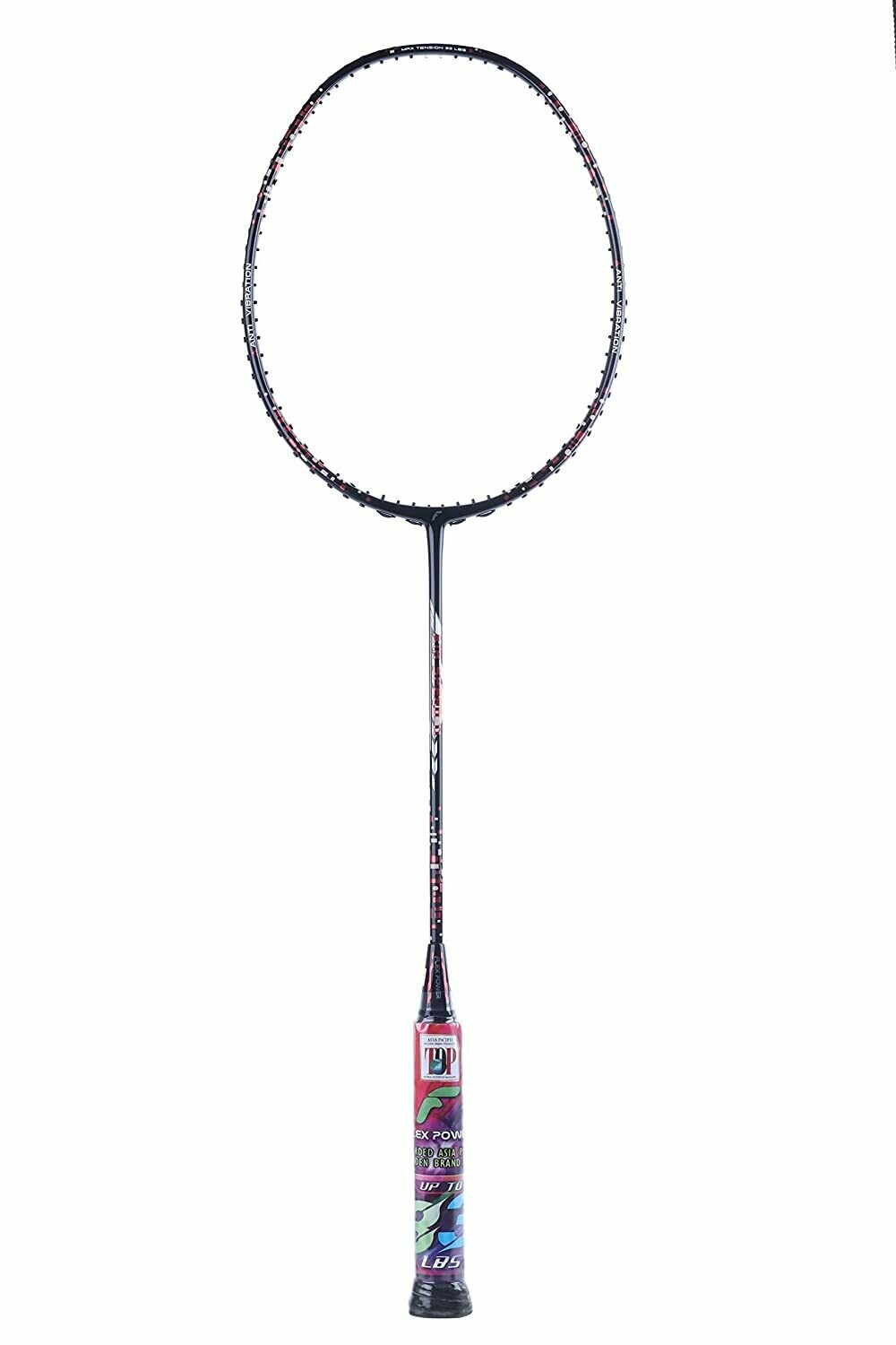 Flex Power Air Speed 11 Mega Tension - 33LBS Full Graphite Badminton Racquet with Full Racket Cover Black/Red