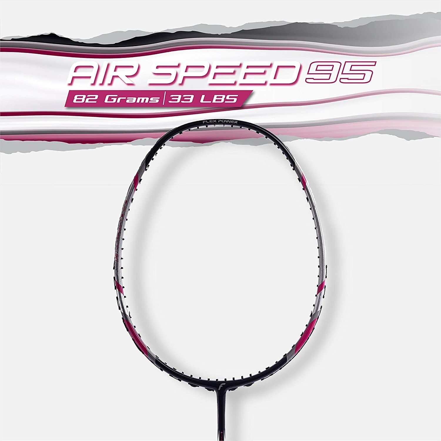 Flex Power Air Speed 95 Mega Tension - 33LBS Full Graphite Badminton Racquet with Full Racket Cover Black, Maroon Red