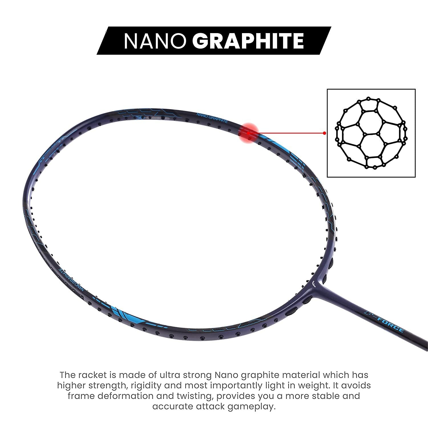 Flex Power F-Force Ultra Graphite Badminton Racquet Grey, Navy