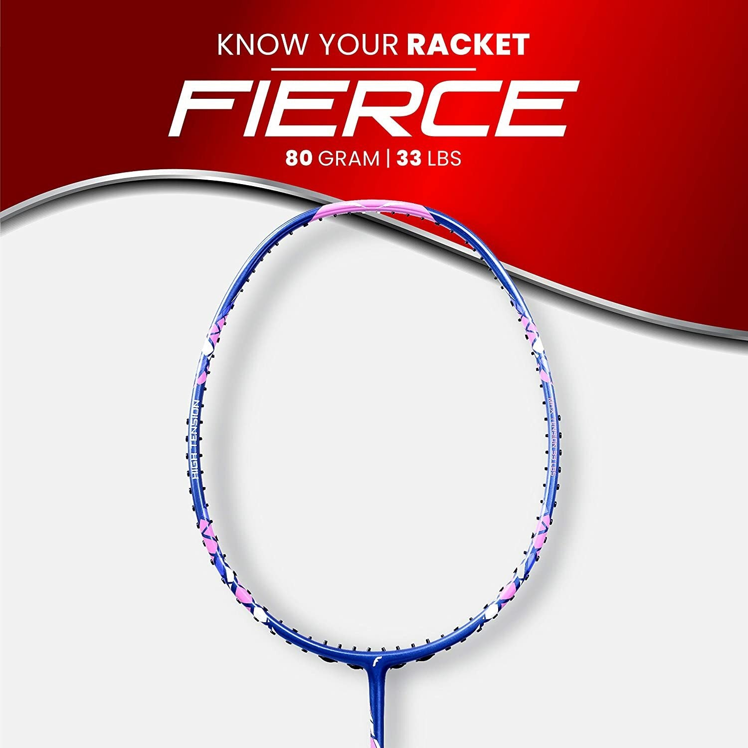 Flex Power Fierce 35 Mega Tension - 33LBS Full Graphite Badminton Racquet with Full Racket Cover Navy Blue, Pink